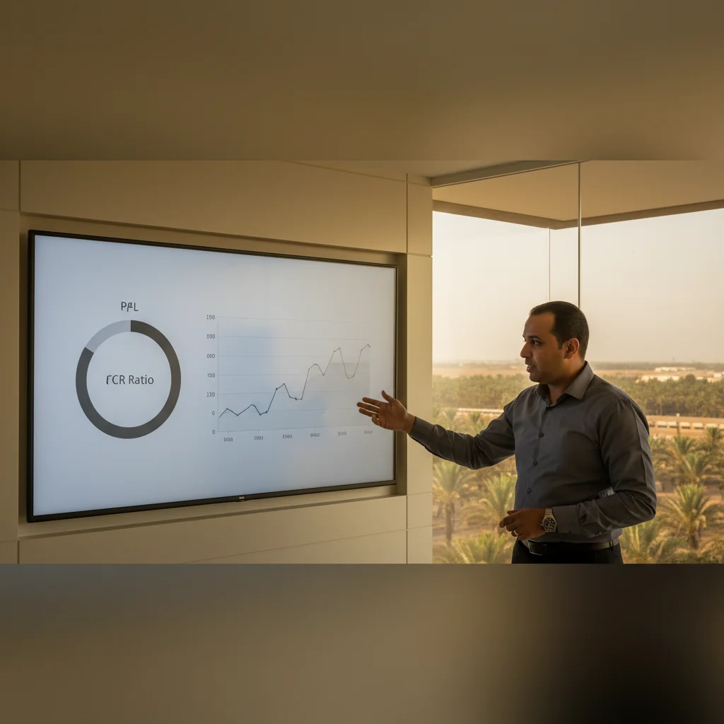 Modern Egyptian agricultural control room with KPI dashboard
